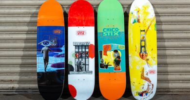 Skateboard decks with Original Collage art by J. garcia